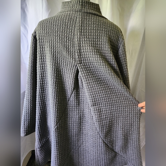 Depending on the Horizon- Large- Women's Waffle Pattern Tunic Sweater Dress-Grey - Picture 6 of 8